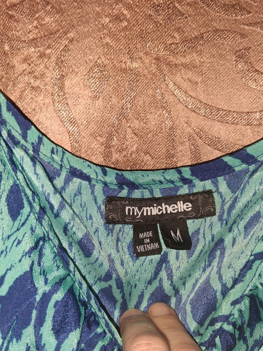 My Michelle Women's Blue Green Printed Scoop Neck Top